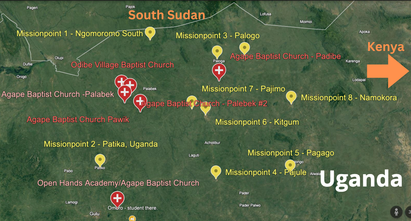 Missionpoint map of Uganda