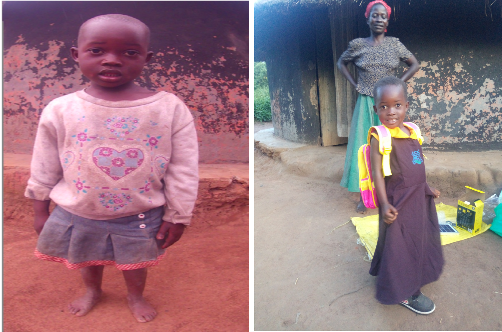 Monica's before and after picture once enrolled in Amigos Internacionales sponsorship program