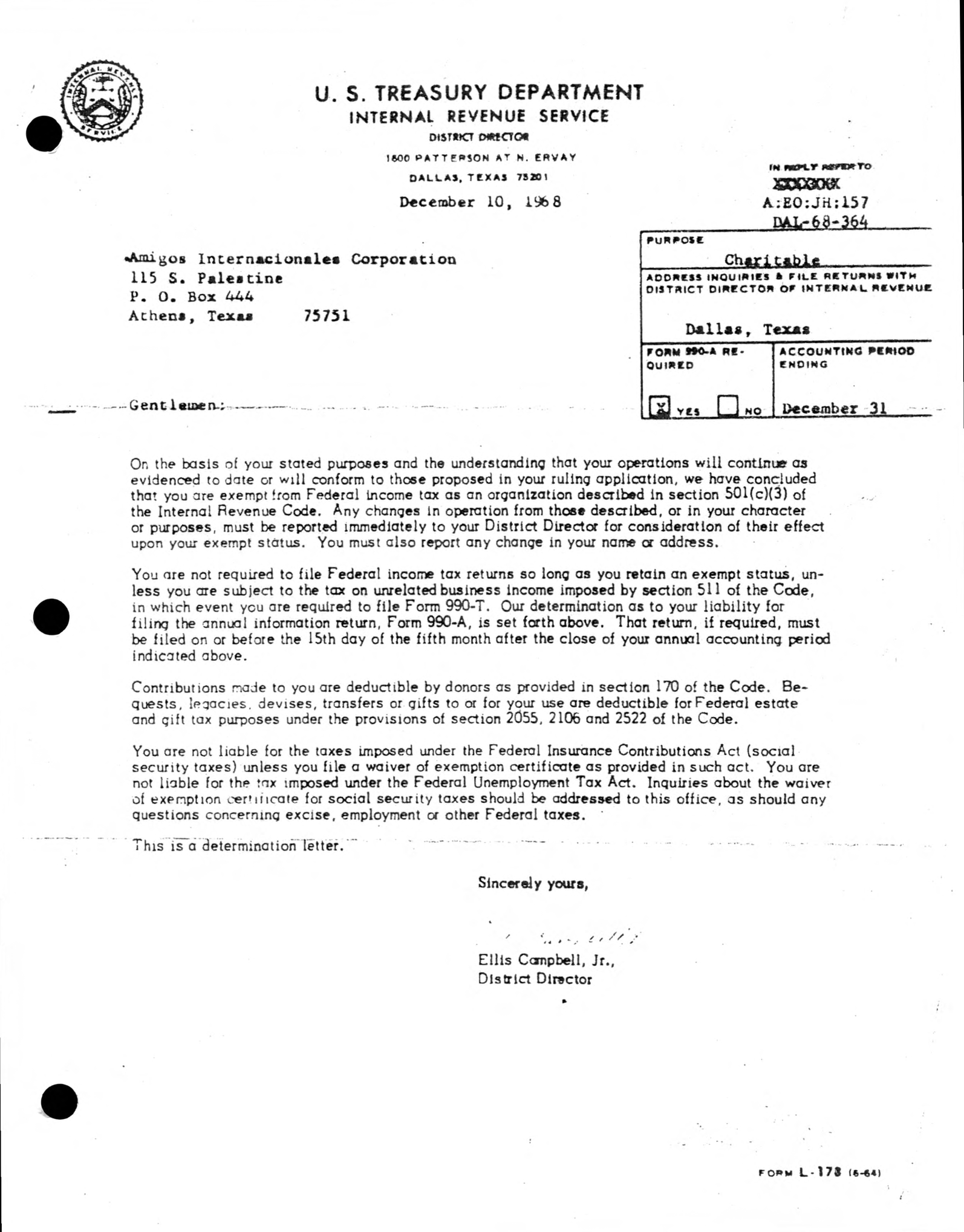 A document from the U.S. Treasury Department, addressed to J.J. O'Sullivan. Dated January 13, 1961.