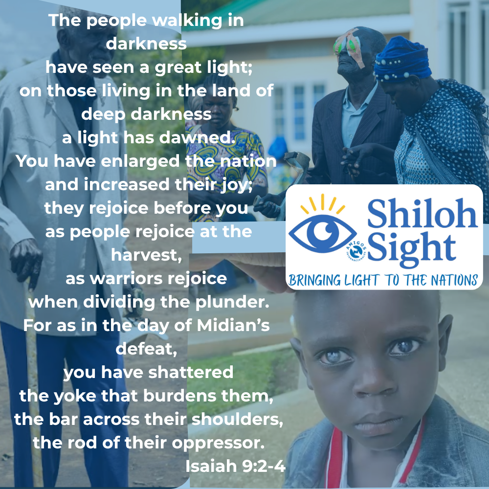 People with text overlay: Isaiah 9:2-4. Shiloh Sight logo. Boy's face, older adults outdoors.