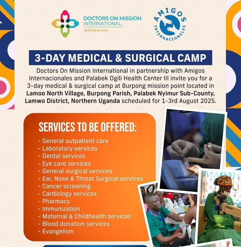A flyer for a 3-day medical and surgical camp.
