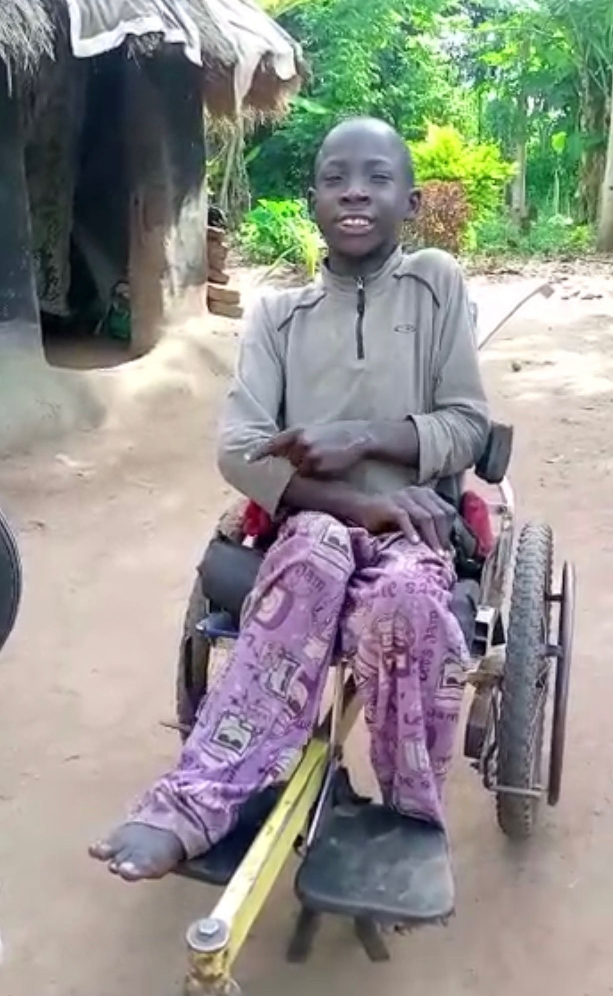 Old broken wheelchair Balaam used before sponsorship