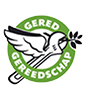 A logo with a bird and a flower in a green circle.