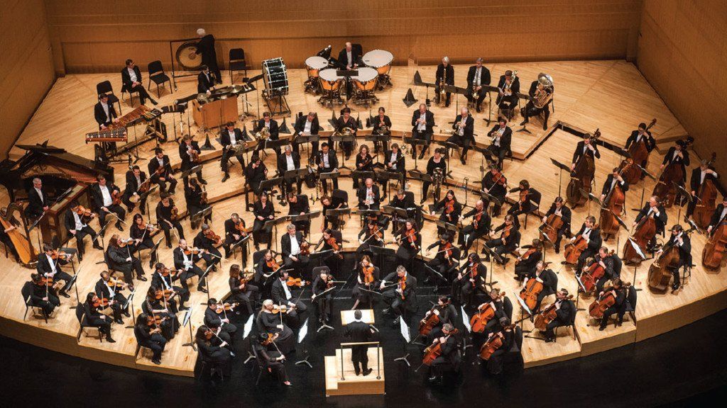 this is a picture of a symphony orchestra from above