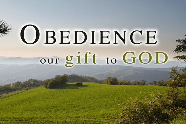 Picture of field of grass with the word Obedience on it