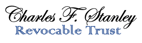 "Charles F. Stanley" in black script above "Revocable Trust" in blue text.