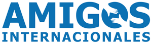 The logo for amigos internacionales is blue and white