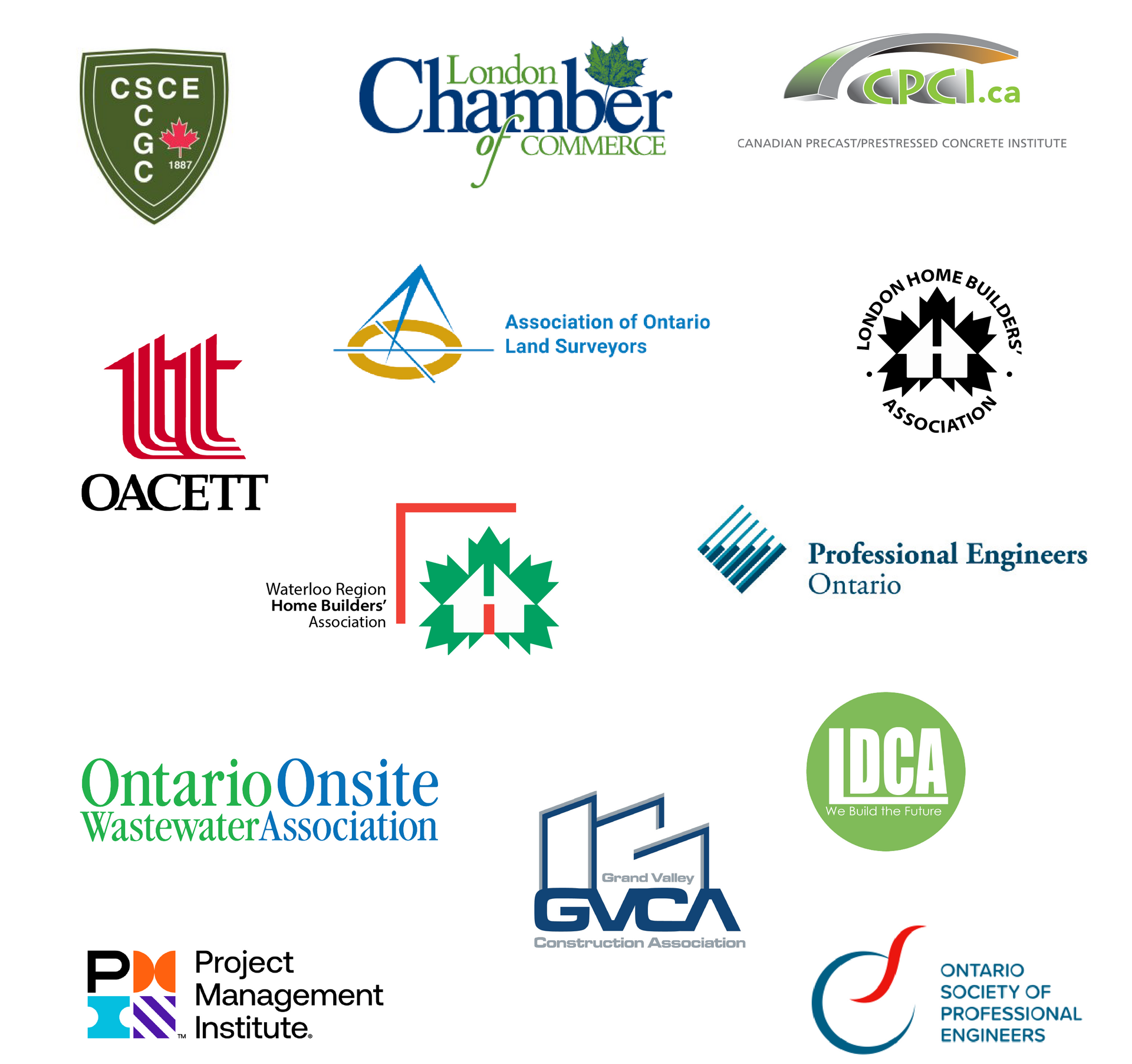 A bunch of logos on a white background including London chamber of commerce