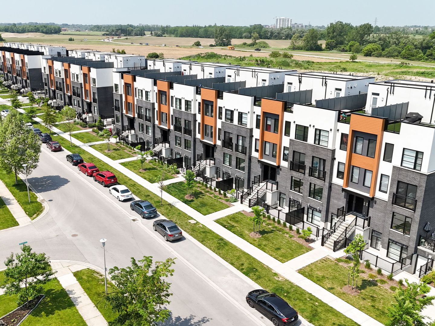 Row of modern townhouses with various exterior for SBM's engineering jobs London ON