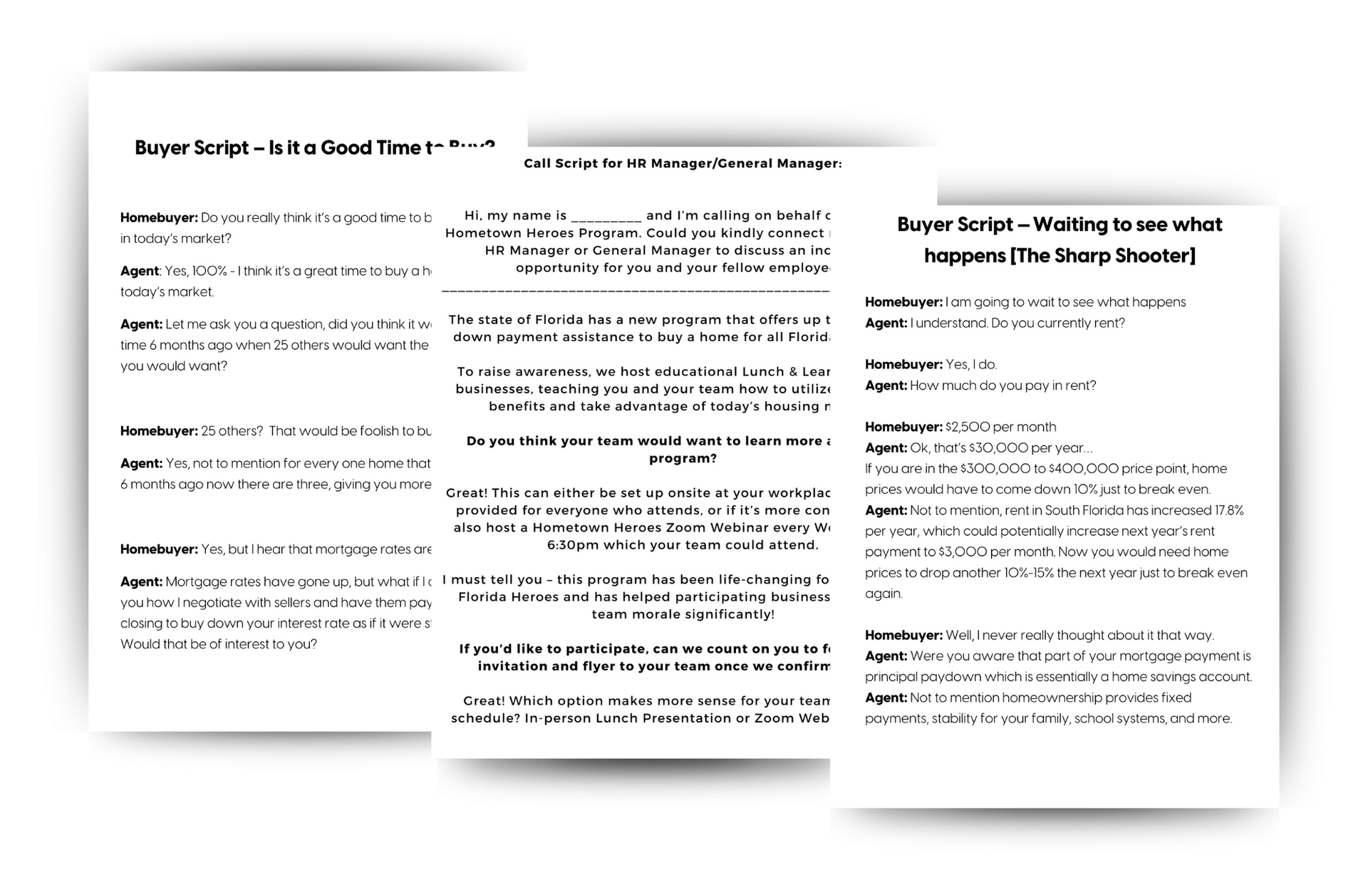 Three pages of typed text, likely a script, in a white document.