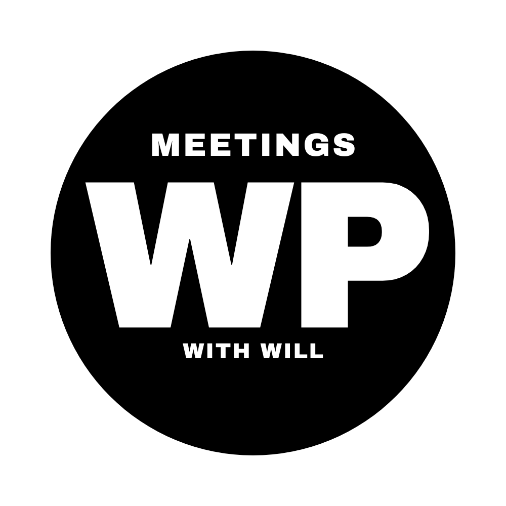 Black circle logo with bold white text: