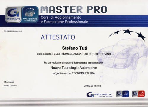 attestato nuove tecnologie automotive