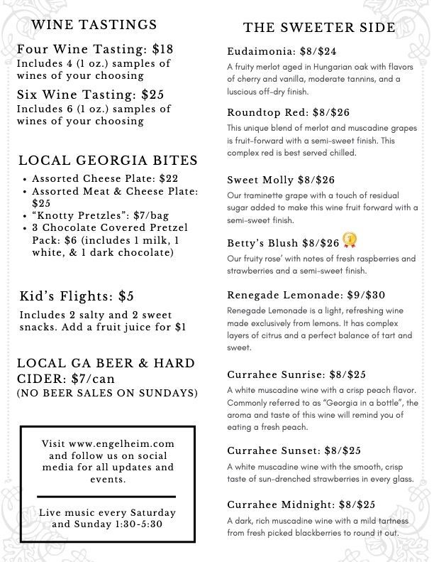 A menu for a restaurant with a taste of heaven and the sweeter side.