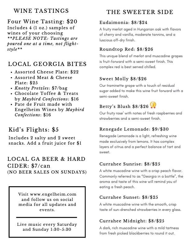 A menu for a restaurant with a taste of heaven and the sweeter side.