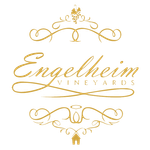 A logo for engelheim vineyards with a house on it