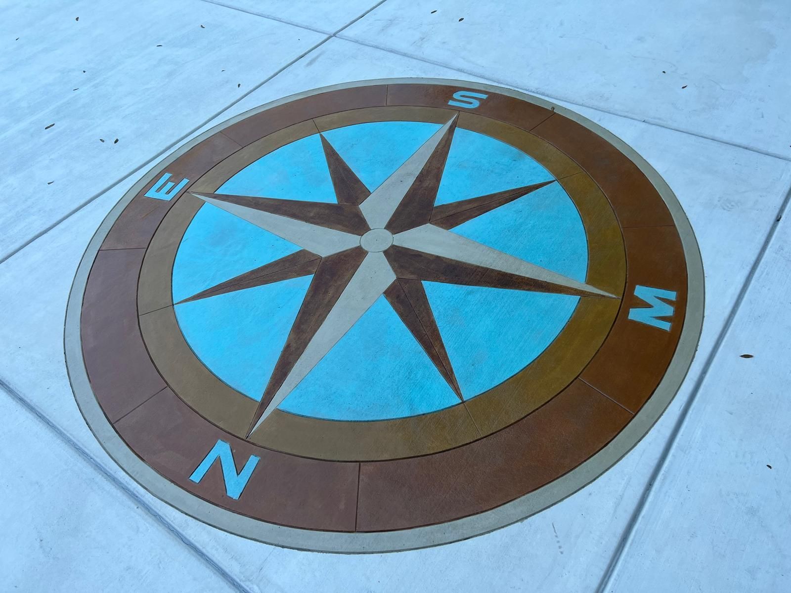 A compass with the letters n and m on it