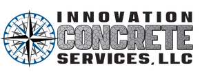 The logo for innovation concrete services llc has a compass on it.