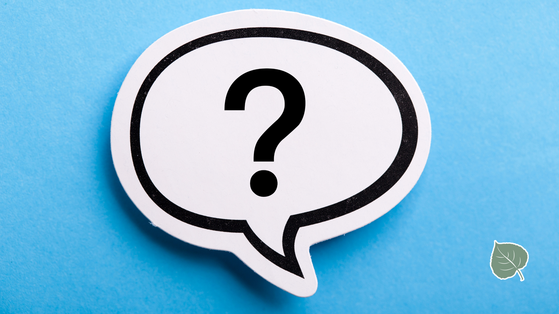 A question mark in a speech bubble on a blue background.