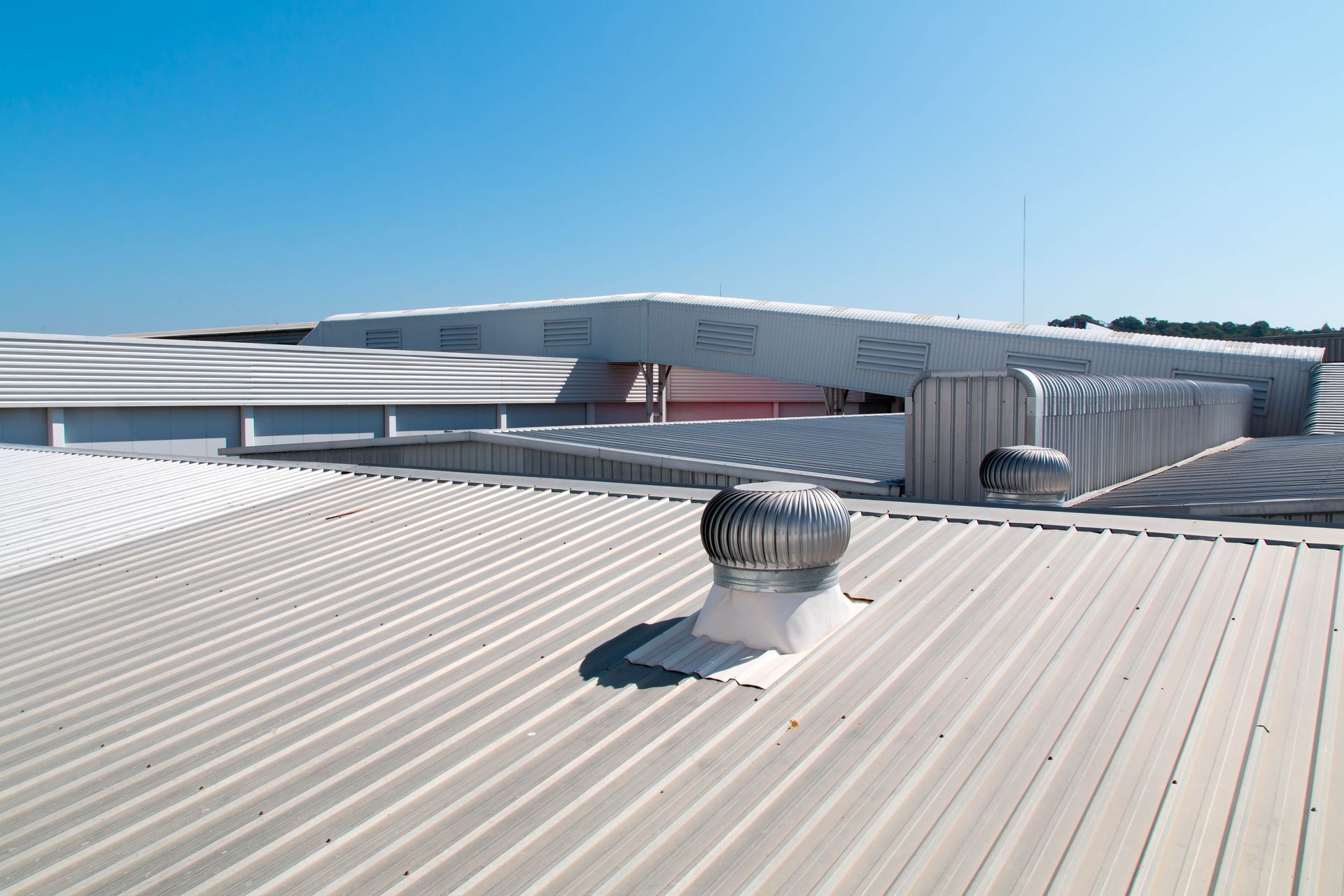 Architectural detail of metal roofing on commercial construction Architectural detail of metal roofing on commercial construction