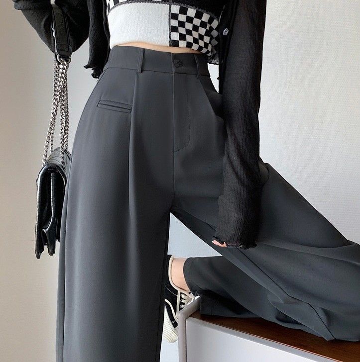 高級感垂感顯瘦西裝褲闊腿褲5色(小個子/常規/加長) EP2310001