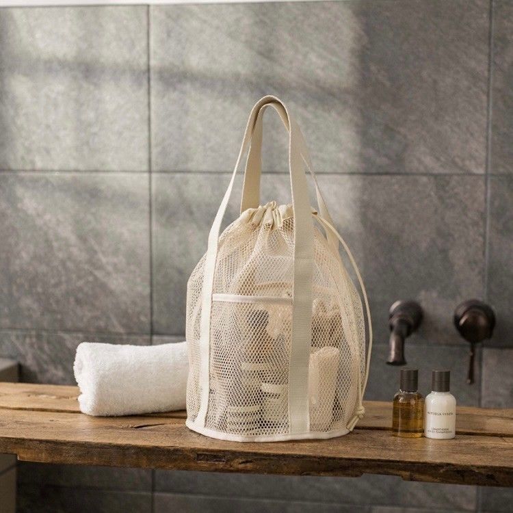 【買一送一】網眼簍空抽繩束口超輕沐浴旅行沙灘包收納包4色    TT2403005