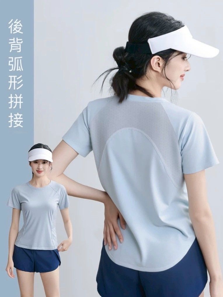 速乾衣透氣跑步套裝瑜珈健身運動上衣4色【上衣+短褲 套裝】  EST2506005