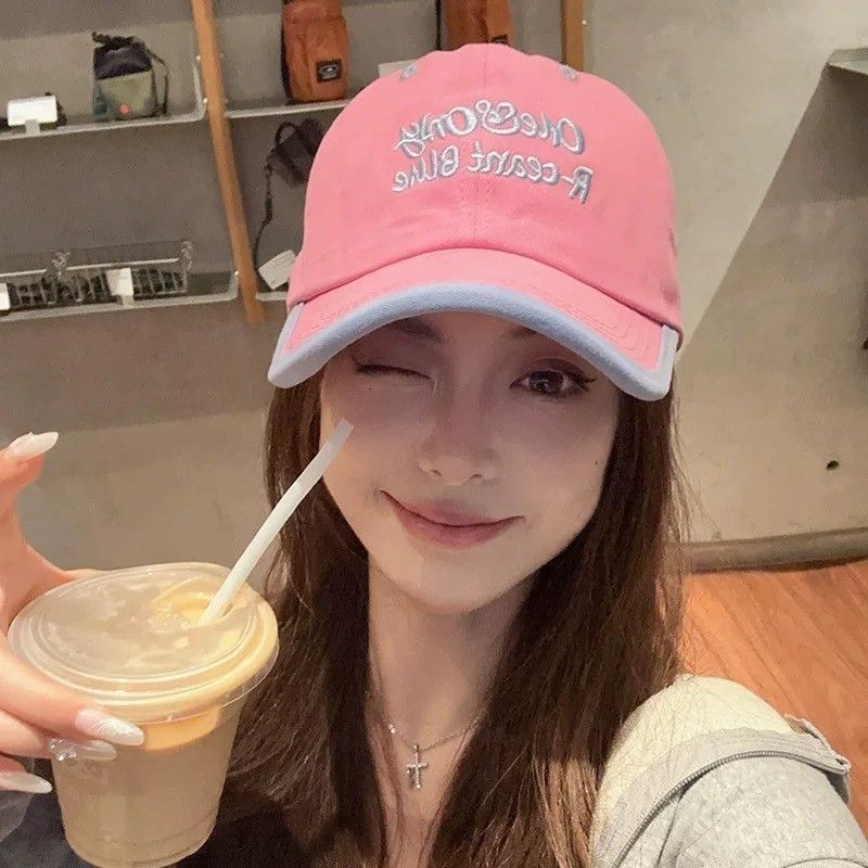 【買一送一】撞色刺繡字母顯臉小防曬棒球帽老帽帽子5色    EHT2503001