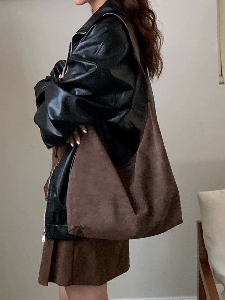 麂皮絨百搭大容量托特包單肩包包2色    EB2510005