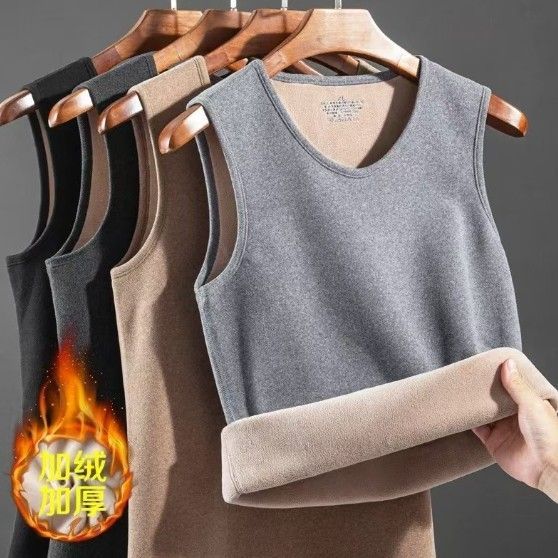 保暖首選【買一送一】加絨加厚保暖男士羊羔絨發熱德絨磨毛背心4色    DL2511002