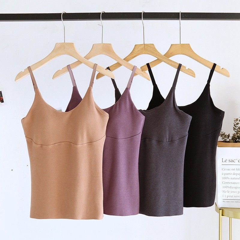 升溫Bra Top-無痕保暖細肩帶背心立體胸墊罩杯內搭上衣BRA運動內衣  CUBR2311011