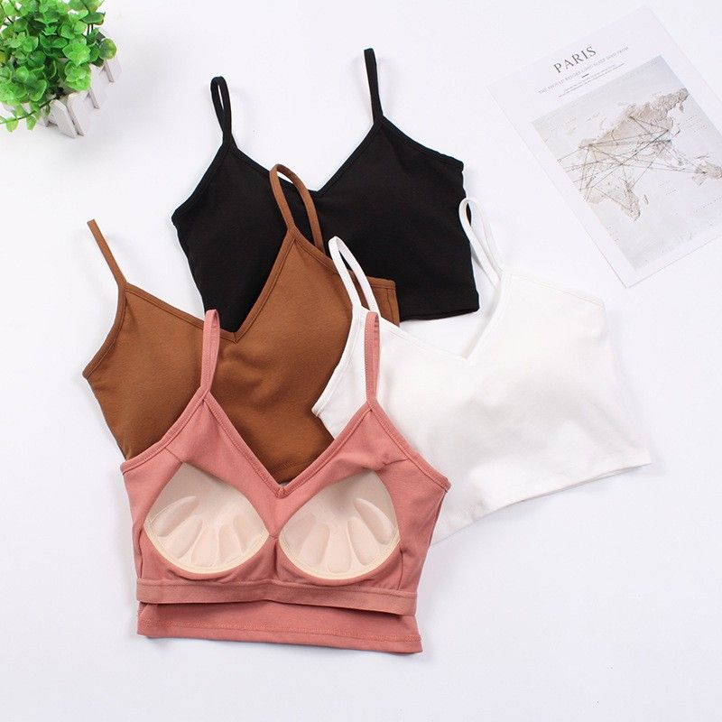 BRATOP-V領交叉美背短版背心立體胸墊罩杯上衣    CUBR220301