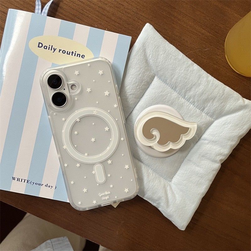 白色翅膀鏡子磁吸支架全包手機殼(支架加購)IPHONE13/14/15/16    TE2506020