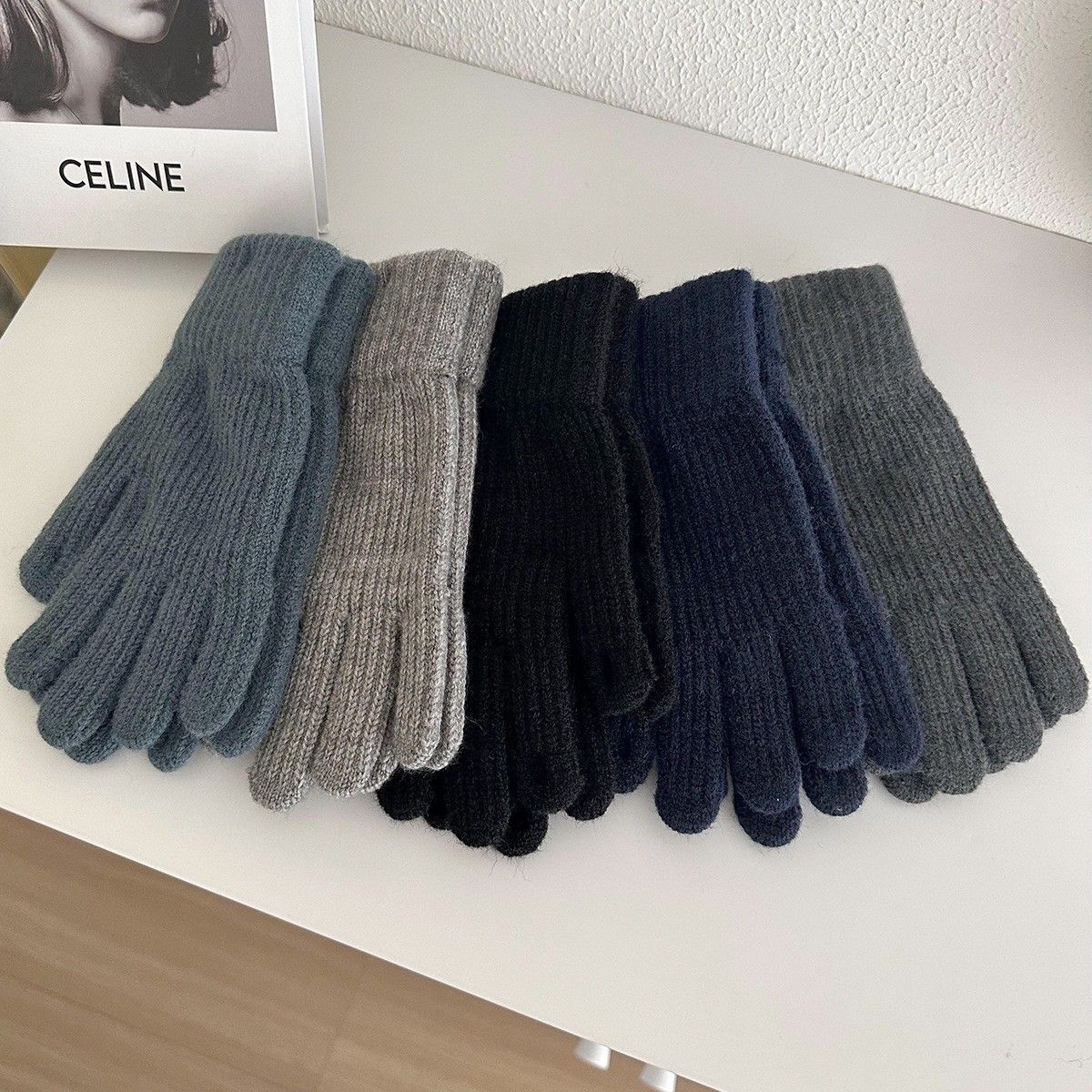 【買一送一】男士觸屏加絨《加絨露指》防寒保暖針織手套5色      ESC2412006