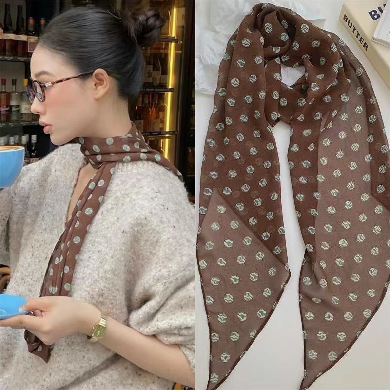 『買一送一』波點絲巾印花高級感疊穿腰帶領巾包包綁帶飄帶6款    ESC2509003