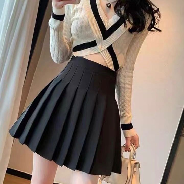 質感西裝百褶裙顯瘦顯腿長短裙半身裙4色(常規/加長)