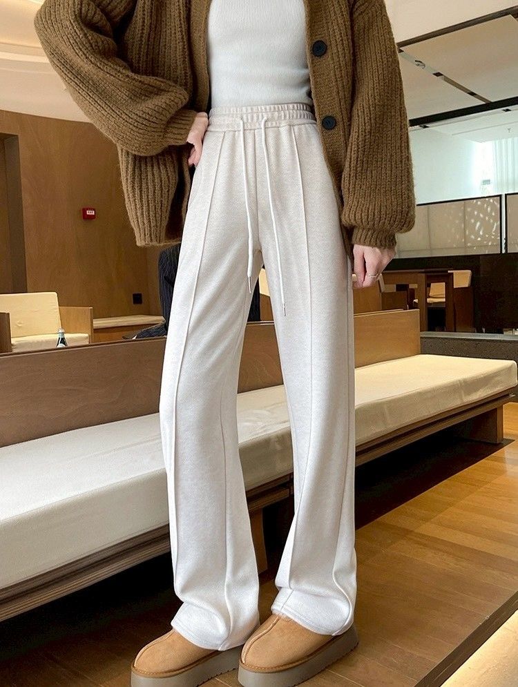 高級感人字紋毛呢顯瘦垂感闊腿褲長褲褲子6色(小個子/常規/加長/加絨)  EP2511017