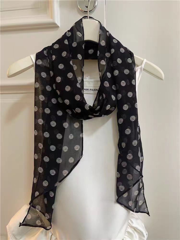 『買一送一』波點絲巾印花高級感疊穿腰帶領巾包包綁帶飄帶6款    ESC2509003