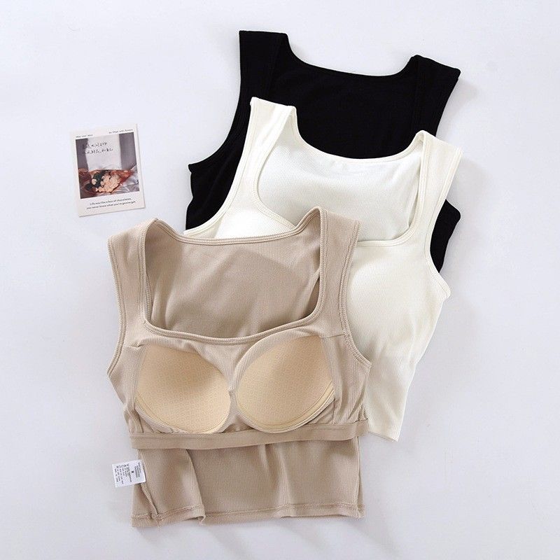 BRATOP-【涼感】方領露鎖骨立體胸墊罩杯背心內搭BRA運動內衣    CUBR2311018