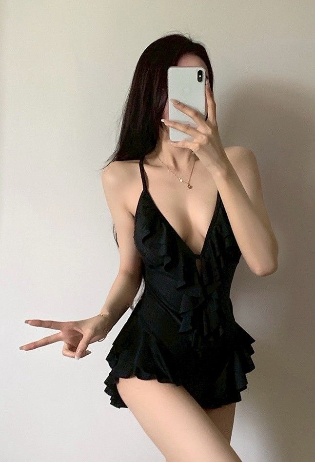 性感魅力深V連身後綁帶露背比基尼泳衣泳裝    EBK2507010