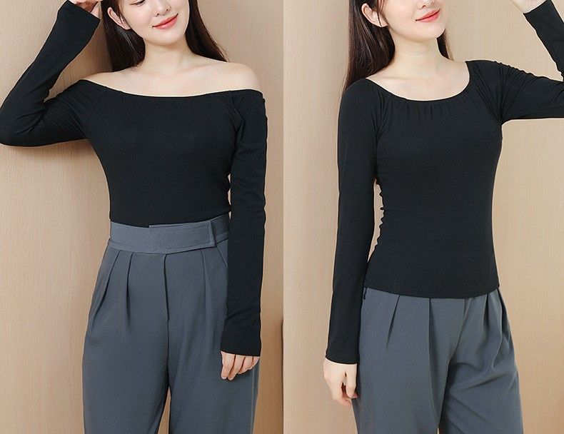 Bra Top-2WAY一字＆U領彈性長袖立體胸墊罩杯內搭上衣BRA運動內衣    CUBR2311009