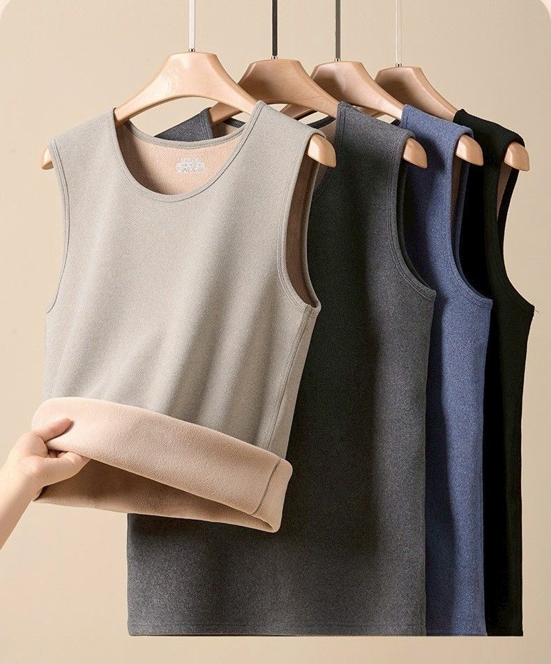 保暖首選【買一送一】加絨加厚保暖男士羊羔絨發熱德絨磨毛背心4色    DL2511002