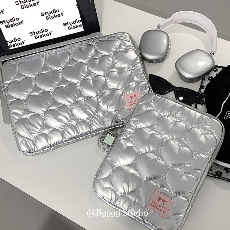 韓系空氣感愛心夾棉11 14 15.6吋筆電包內膽包電腦包平板包3色      AB2510008