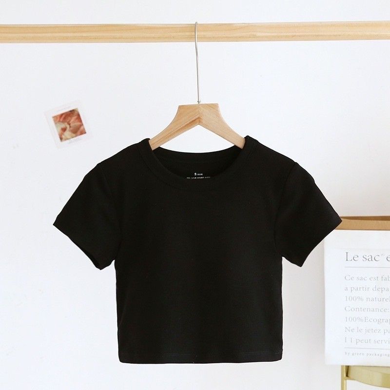 BRATOP-圓領短袖短版立體胸墊罩杯上衣5色      CUBR2404004