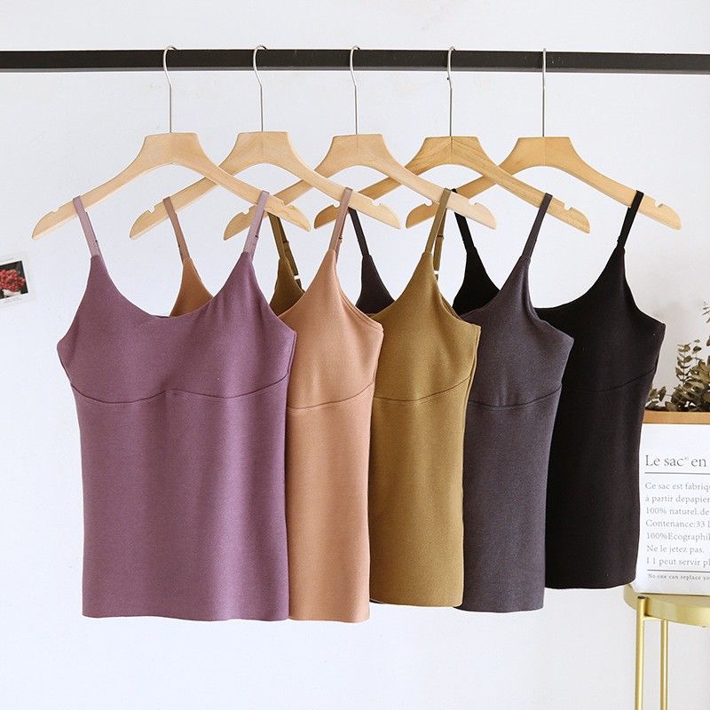 升溫Bra Top-無痕保暖細肩帶背心立體胸墊罩杯內搭上衣BRA運動內衣  CUBR2311011