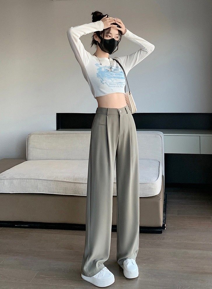 高級感垂感顯瘦西裝褲闊腿褲5色(小個子/常規/加長) EP2310001