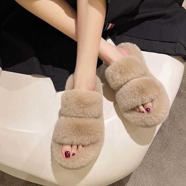 人氣款★超軟底升級版一字帶鏤空毛毛厚底拖鞋*居家外出兩穿(一字/交叉)      ES2210002