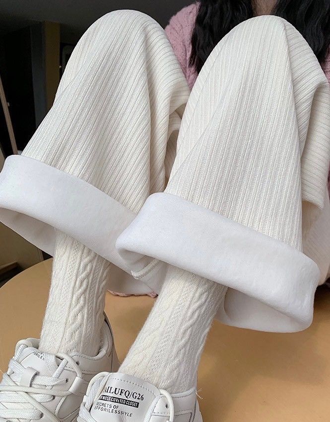 百搭溫暖垂順闊腿仿羊絨長褲3色(常規/加長/加絨)