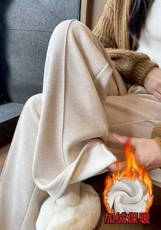 高級感人字紋毛呢顯瘦垂感闊腿褲長褲褲子6色(小個子/常規/加長/加絨)  EP2511017