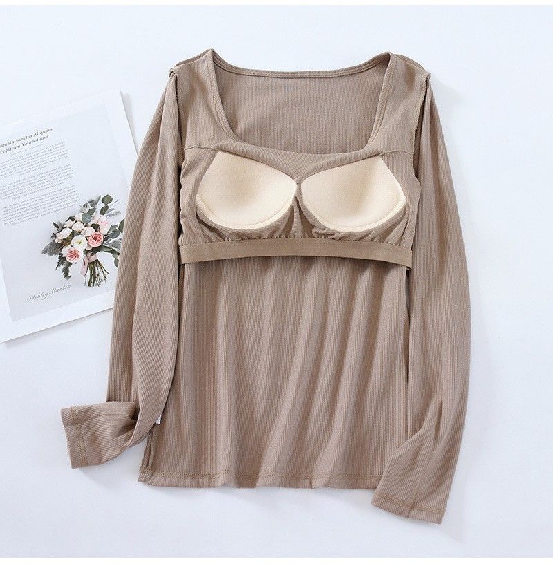 Bra Top-方領短版長袖立體胸墊罩杯內搭上衣BRA運動內衣    CUBR2311007