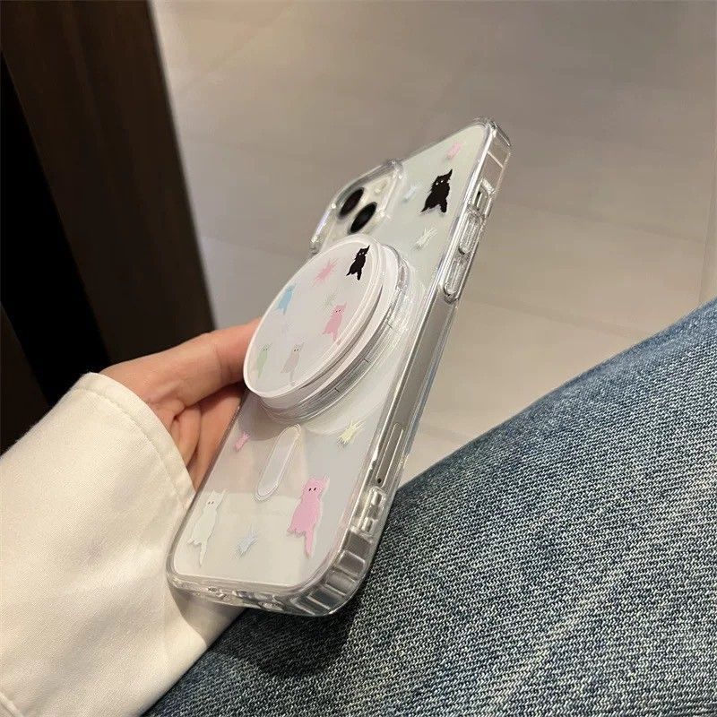 小貓咪磁吸支架全包手機殼(支架加購)IPHONE11/12/13/14/15    TE2505007